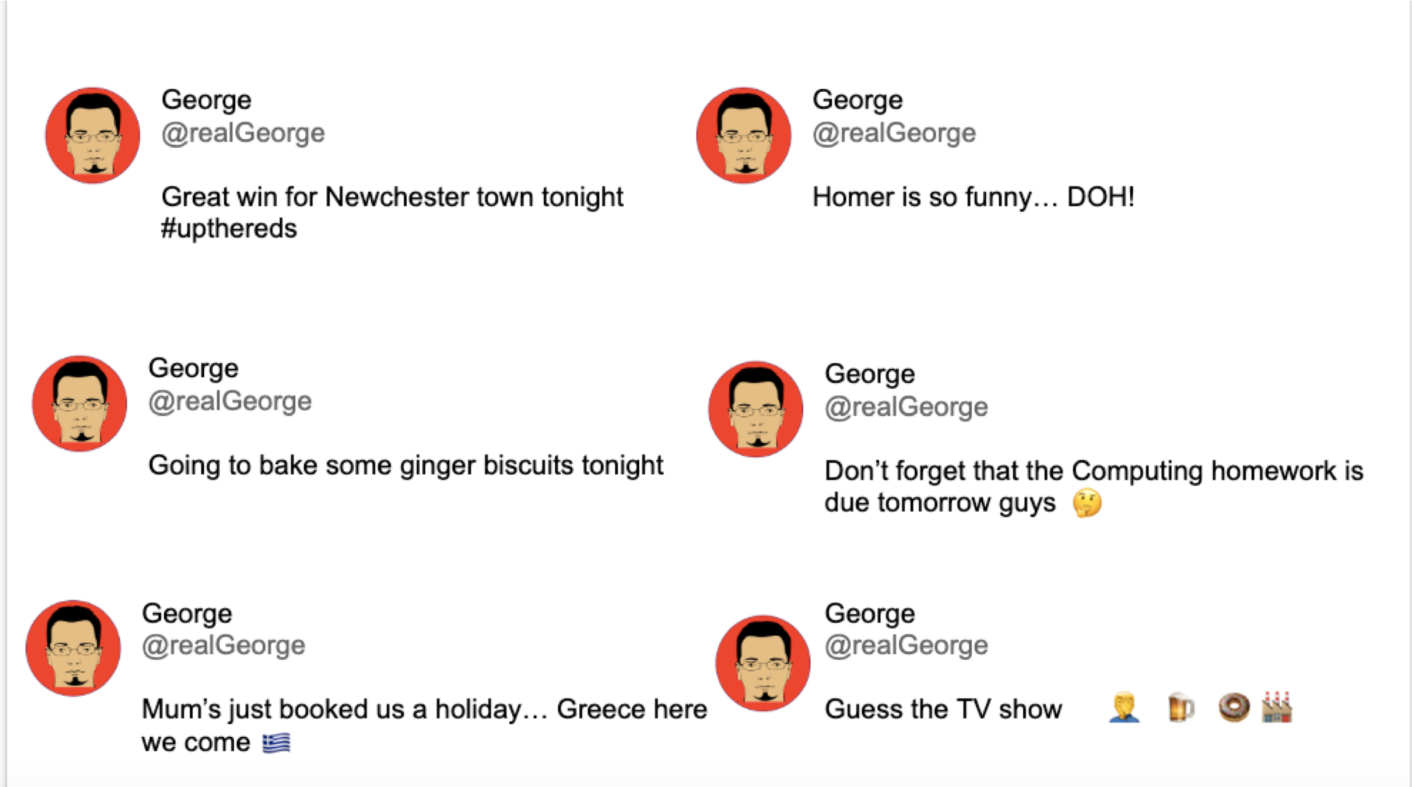 George's social media posts